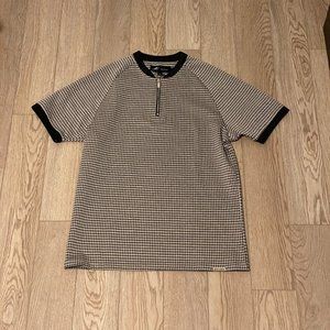 Mauvais check zip thsirt in grey/beige